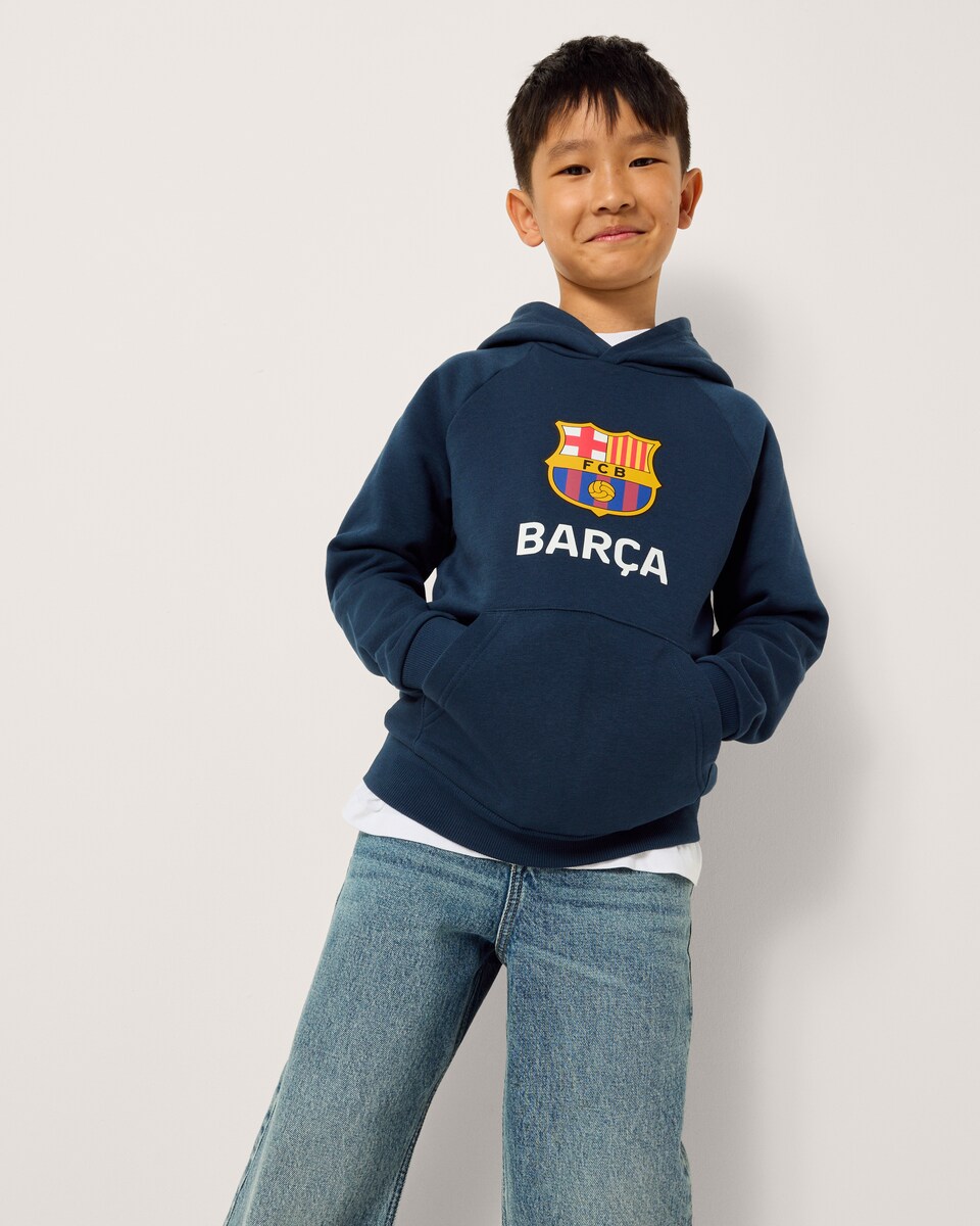 image 1 of Barcelona FC Cotton Rich Hoodie in Navy