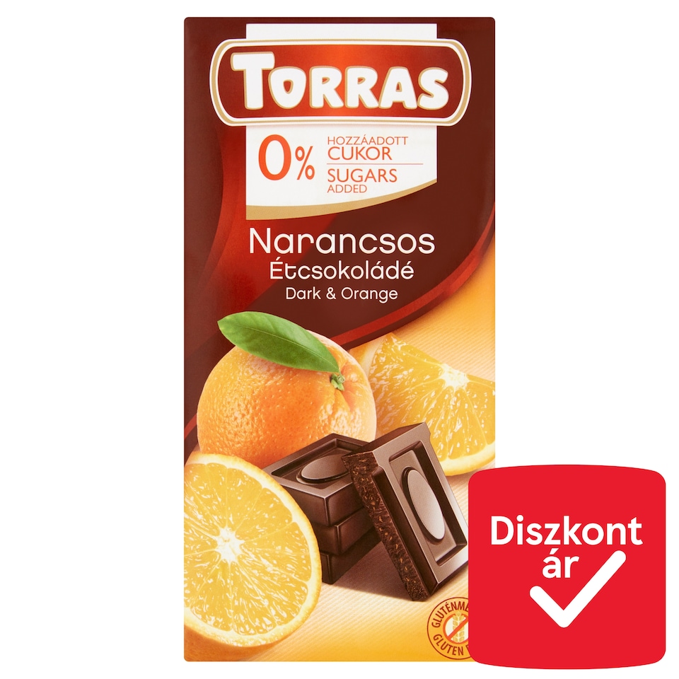 image 1 of Torras Dark Chocolate with Orange and Sweetener 75 g