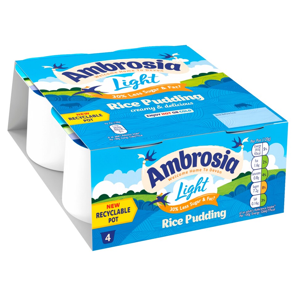 image 1 of Ambrosia Ready to Eat Light Rice Pudding 4x120g