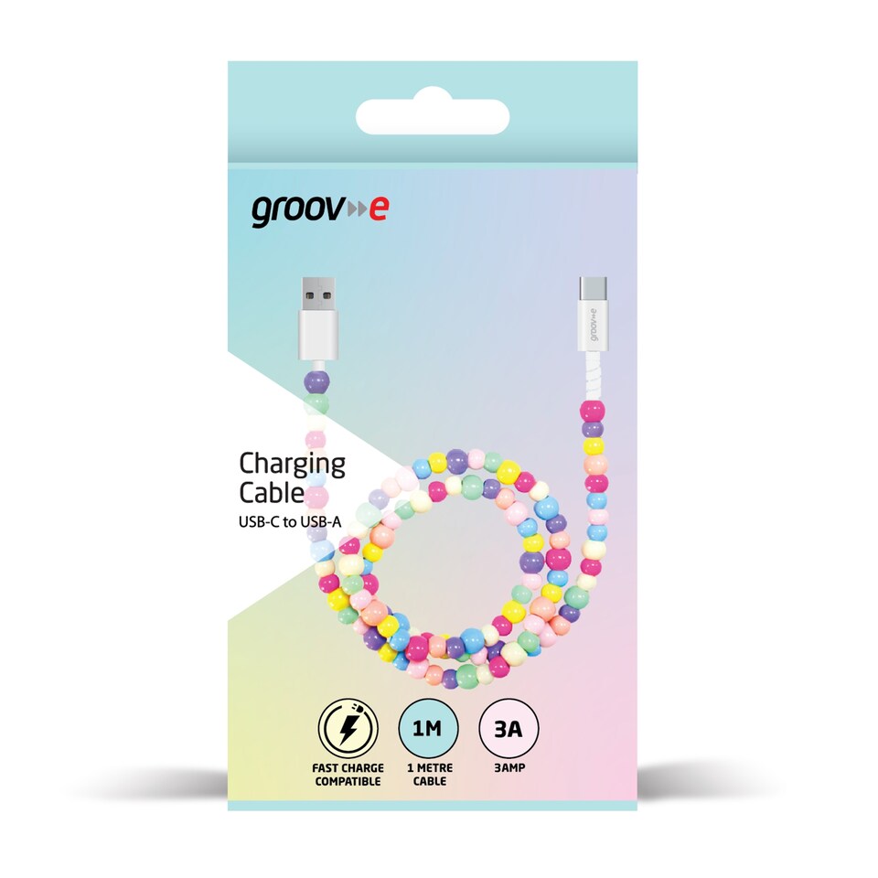 image 1 of GROOVE CHARGING CABLE 1M USB-C to USB-A BEADED