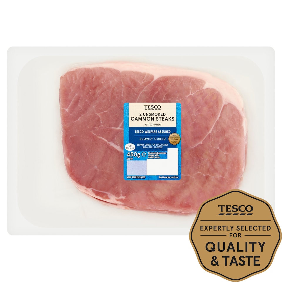 Tesco Unsmoked Gammon Steaks 2 Pack 450G