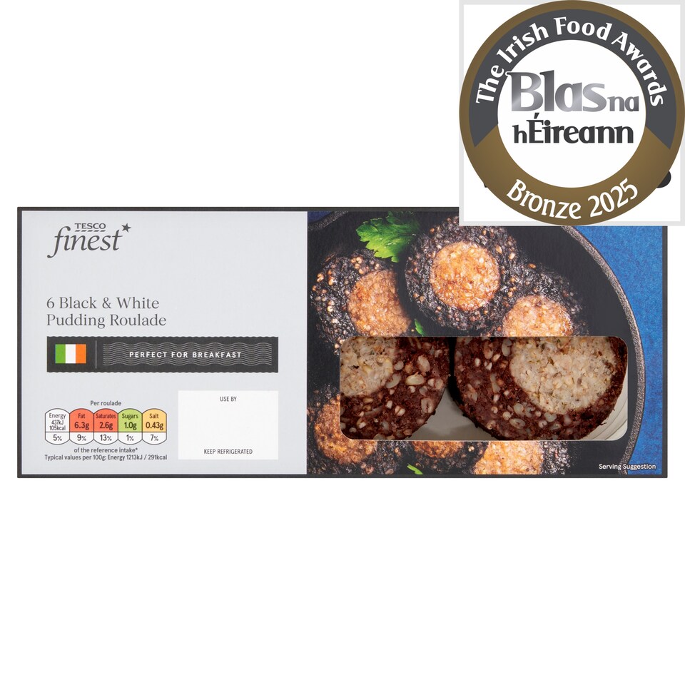 Tesco Finest 6 Black & White Pudding Roulades 240g