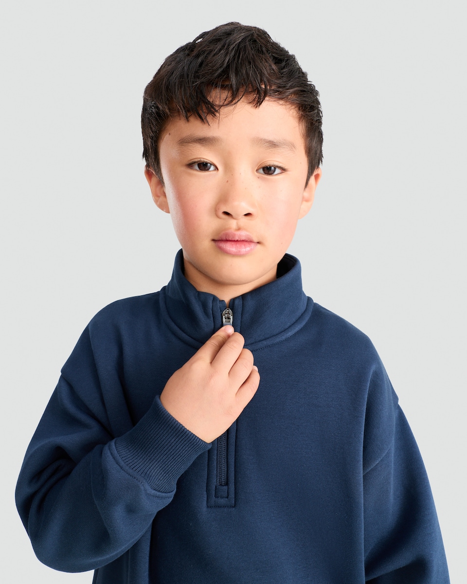 image 1 of F&F Boys Cotton Rich Half Zip Sweatshirt in Navy