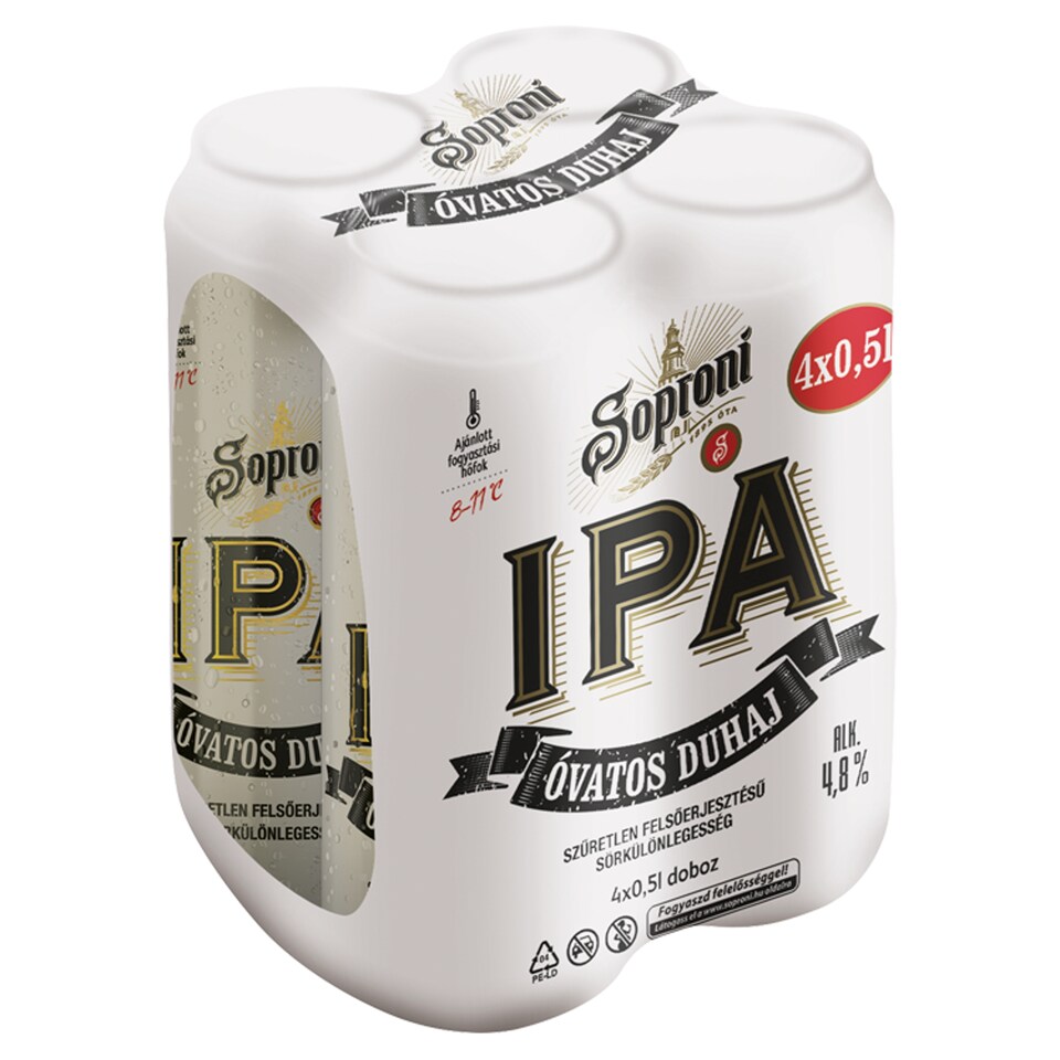 Soproni Óvatos Duhaj IPA Unfiltered Top-Fermented Beer Speciality 4,8% 4 x 0,5 l Can
