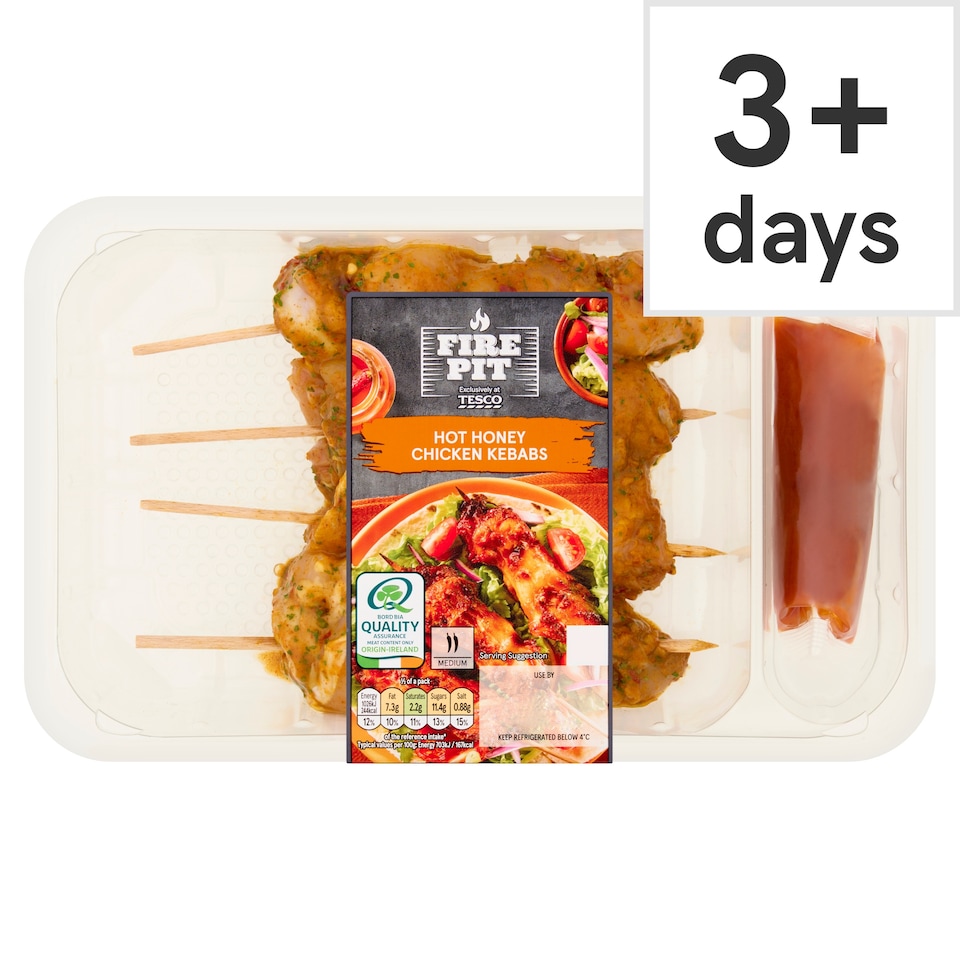 Tesco Fire Pit Hot Honey Chicken Kebabs 400g