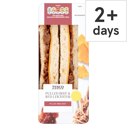 Tesco Pulled Beef & Red Leicester Sandwich Tesco Groceries