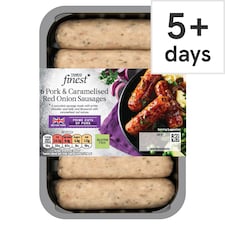 Tesco Finest 6 British Pork & Caramelised Onion Sausages 400G