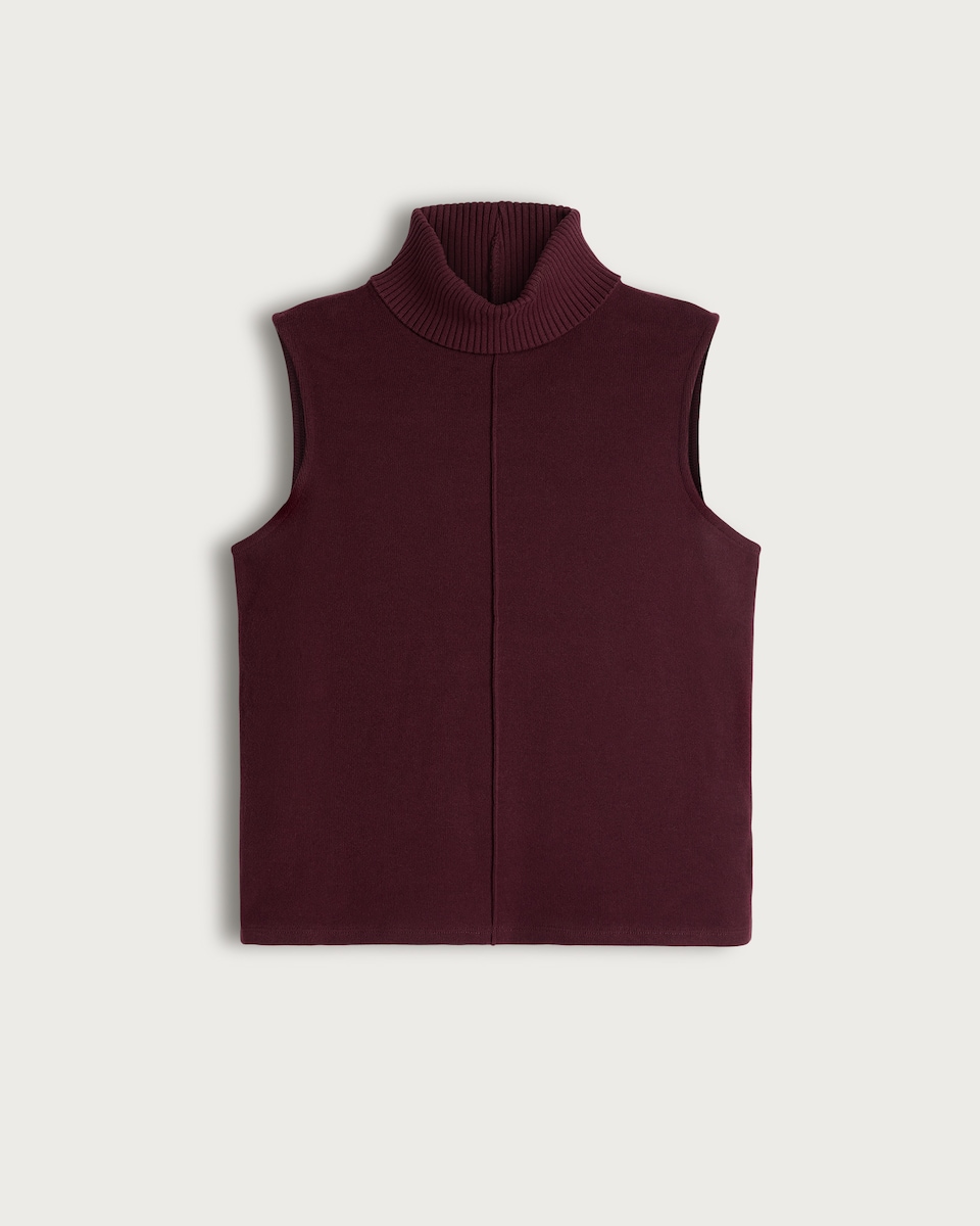 image 1 of F&F Seam Detail Roll Neck Sleeveless Co-Ord Top in Burgundy