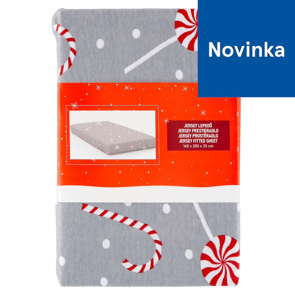 image 1 of Carbotex Candy Cane Jersey Fitted Sheet 160 x 200 x 25 cm