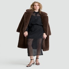The F&F Edit Organza Sheer Panel Co-ord Midi Skirt in Black
