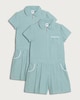 image 4 of F&F School Girls 2-Pack Gingham Short Sleeved Playsuits in Green