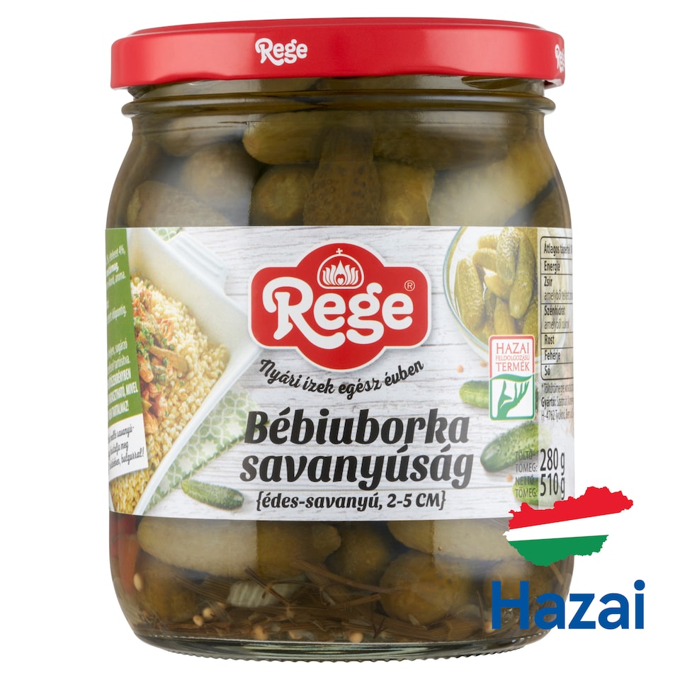 Rege édes-savanyú bébiuborka savanyúság 2-5 cm 510 g  1. kép