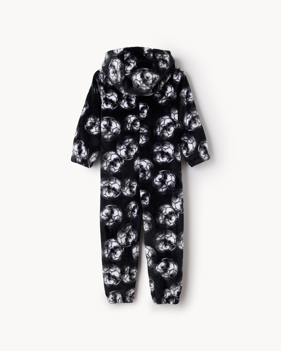 image 1 of F&F Boys Fleece Football Onesie in Black