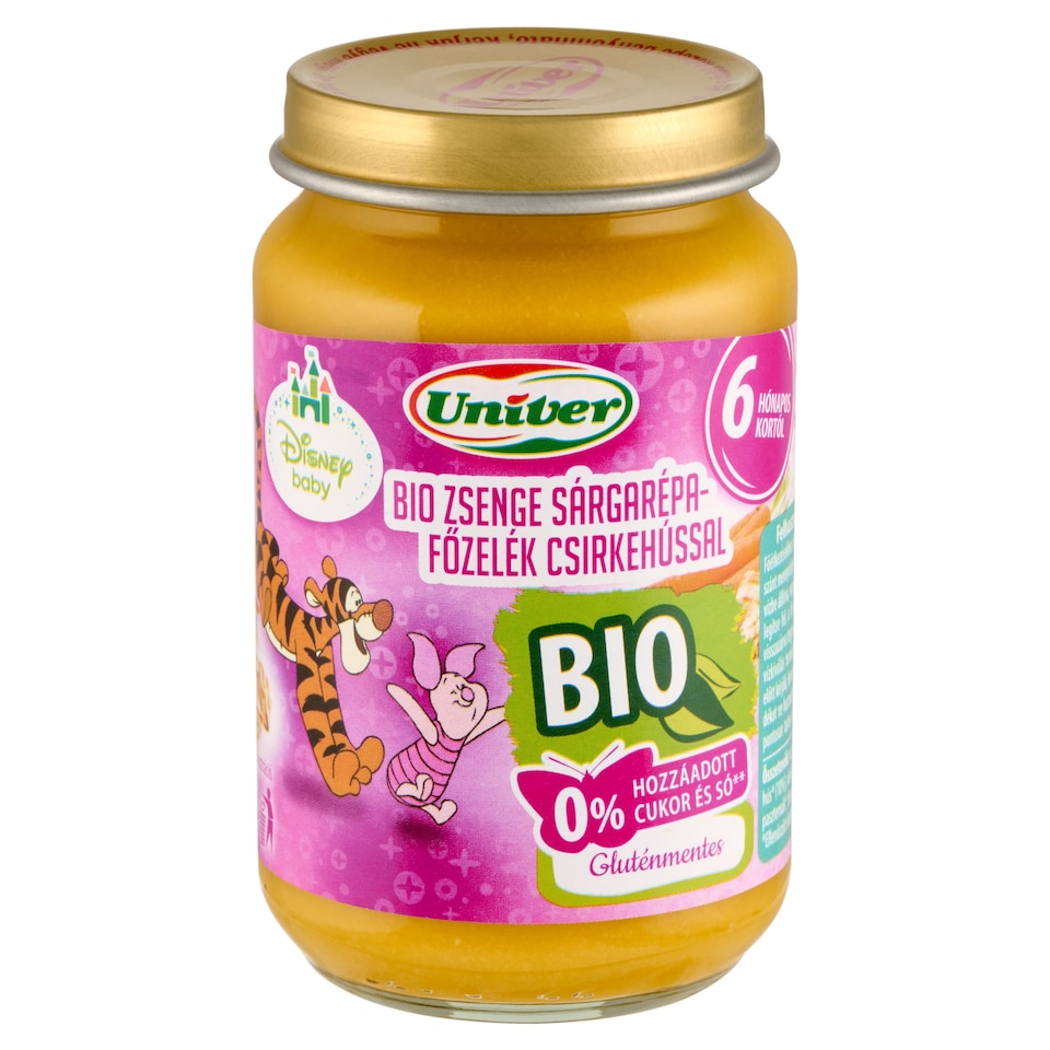 Univer Disney Baby bio zsenge sárgarépa-főzelék csirkehússal bébiétel 6 hónapos kortól 163 g  1. kép