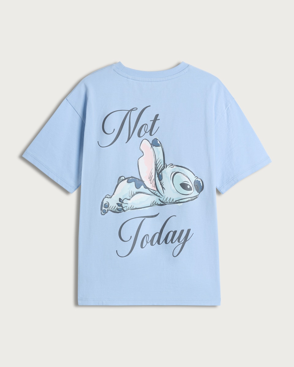 image 1 of Disney Stitch Print Pure Cotton Short Sleeved T-Shirt in Blue