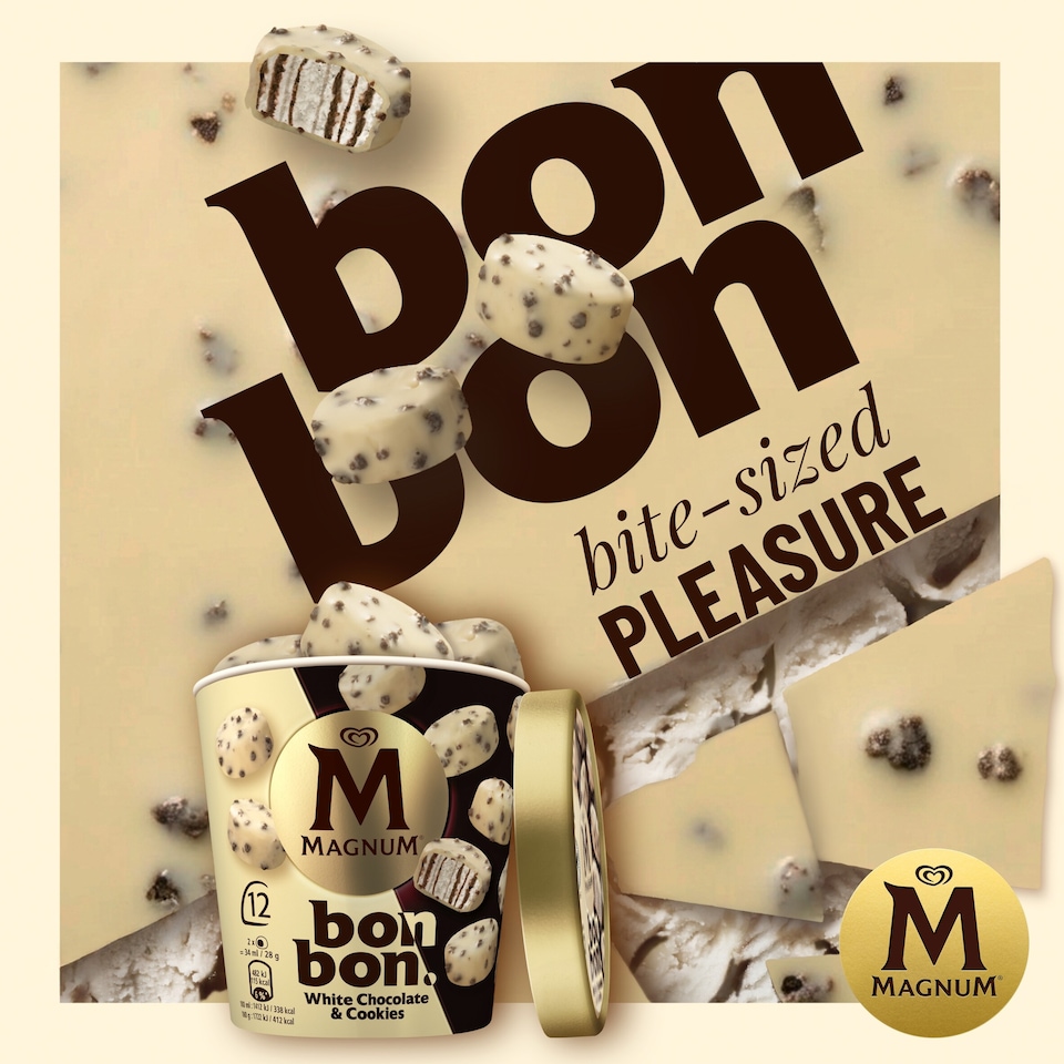 image 1 of Magnum Bonbon White Chocolate & Cookies Ice Cream Frozen Snack 204ml