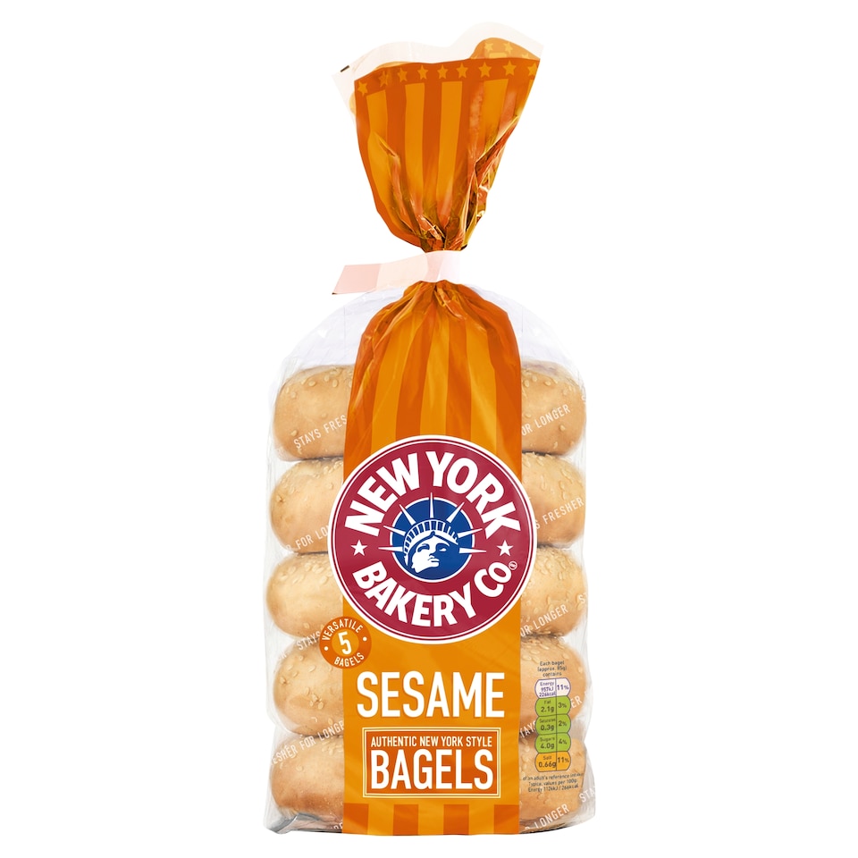 New York Bakery Co Sesame Bagels 5 Pack