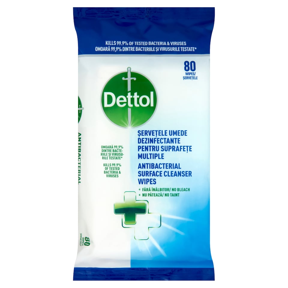 Dettol antibakteriális felülettisztító törlőkendő 80 db  1. kép