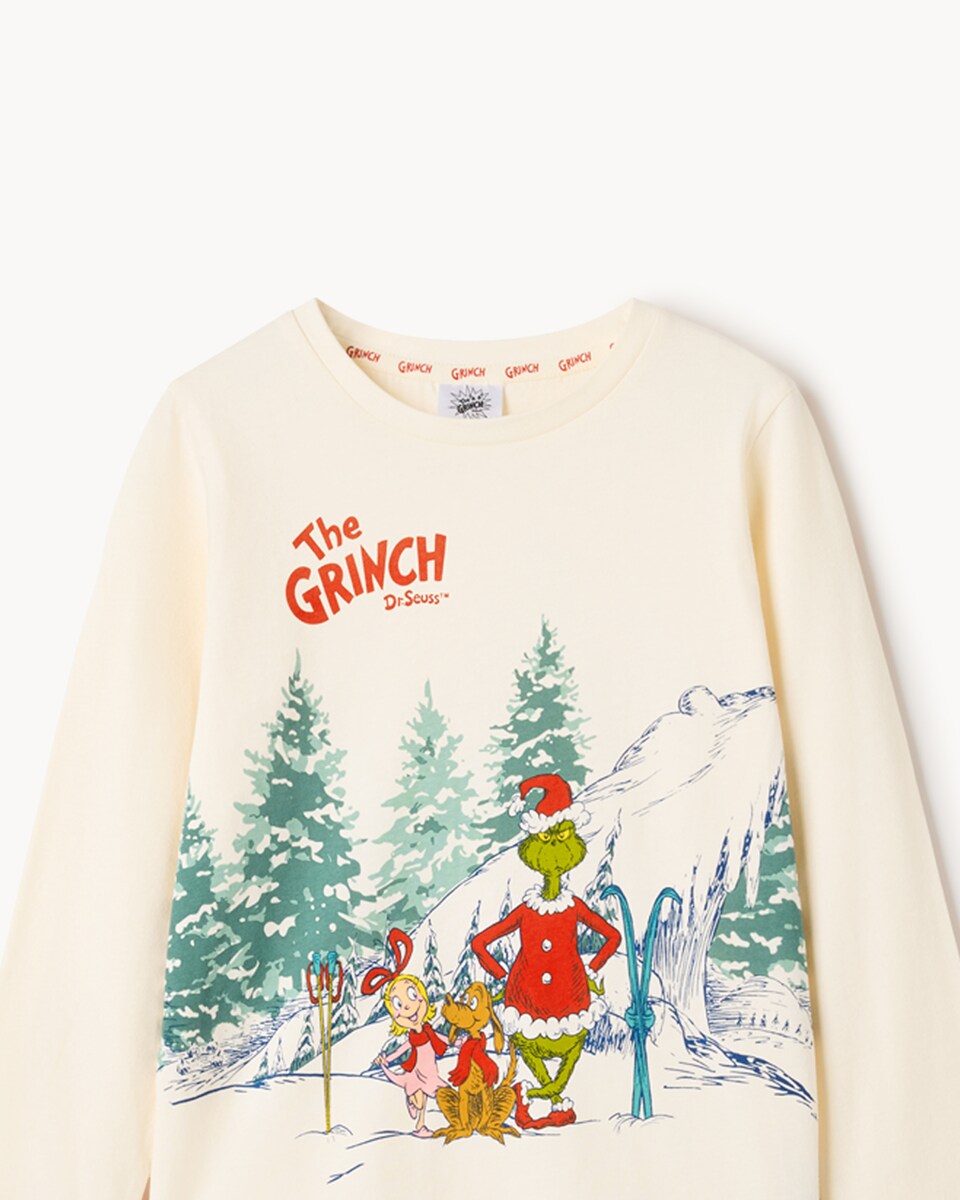 image 1 of The Grinch Unisex Pure Cotton Matching Family Pyjama Set in Cream