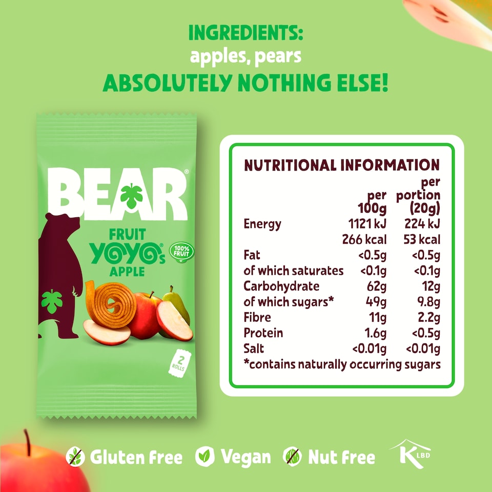 image 1 of BEAR Fruit Yoyos Apple Multipack 5 x 20g