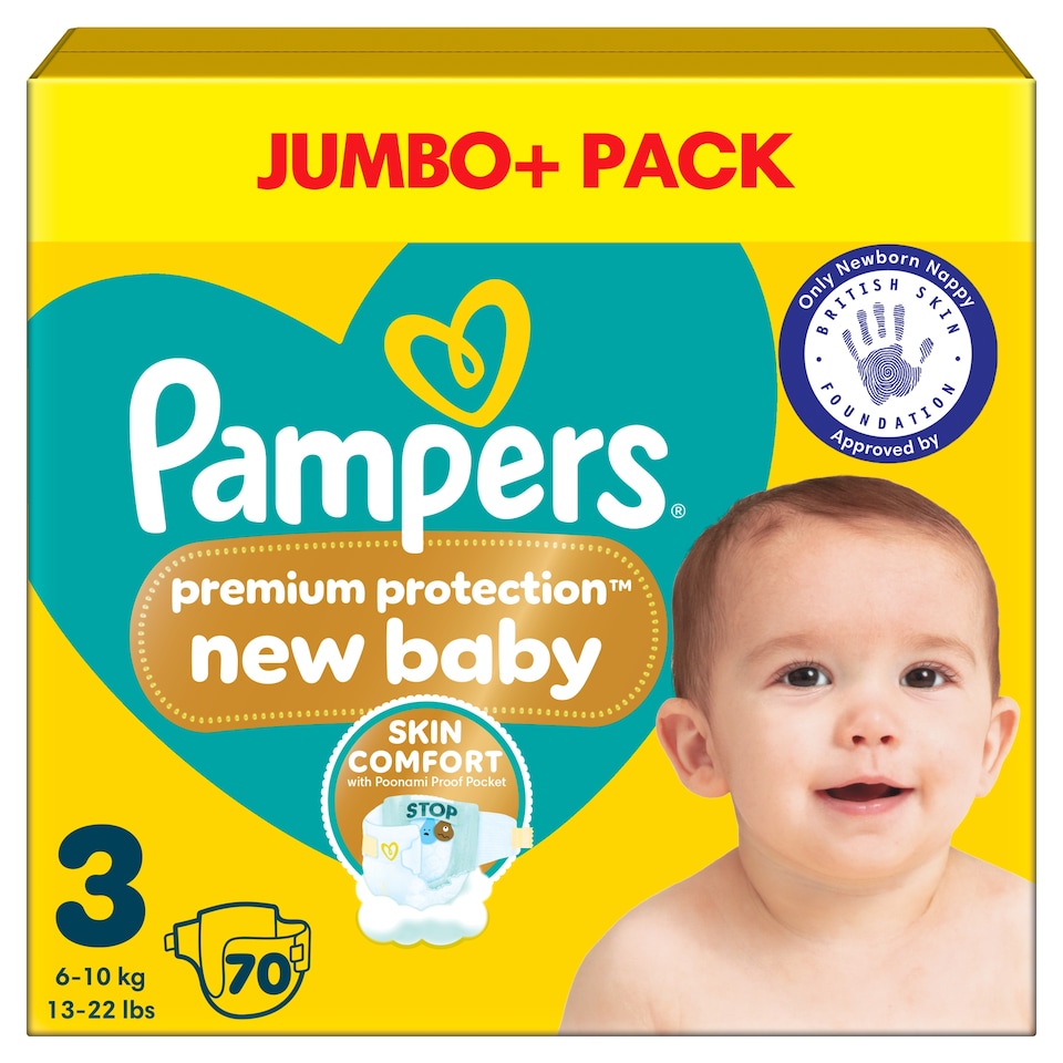 image 1 of Pampers Premium Protection New Baby Size 3 70 Nappies