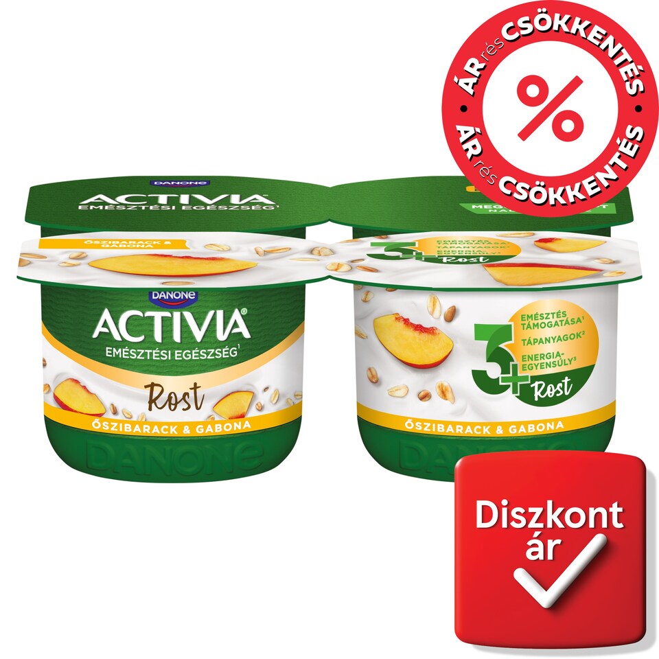 Danone Activia Rost Live Cultures Peach Yoghurt with Raisins and Cereals 4 x 120 g (480 g)