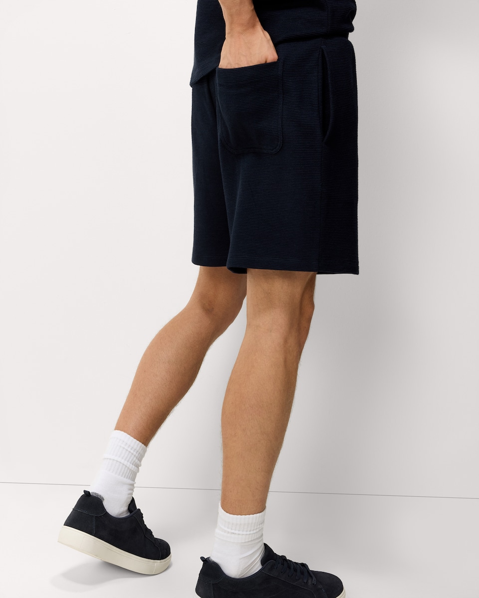 image 1 of F&F Cotton Rich Textured Shorts in Navy
