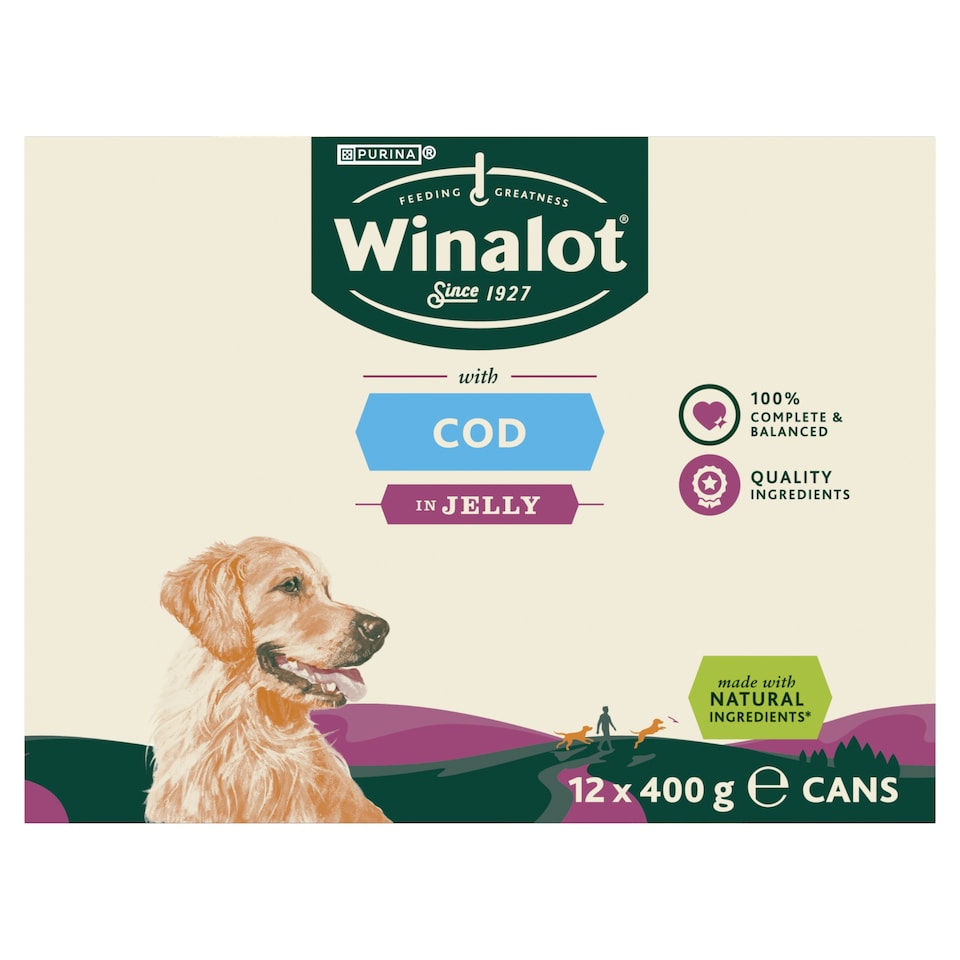 image 1 of Winalot Adult Dog Food with Cod in Jelly 12 x 400g