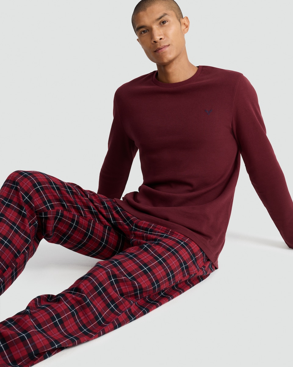 image 1 of F&F Pure Cotton Check Print Flannel Pyjama Bottoms in Multi
