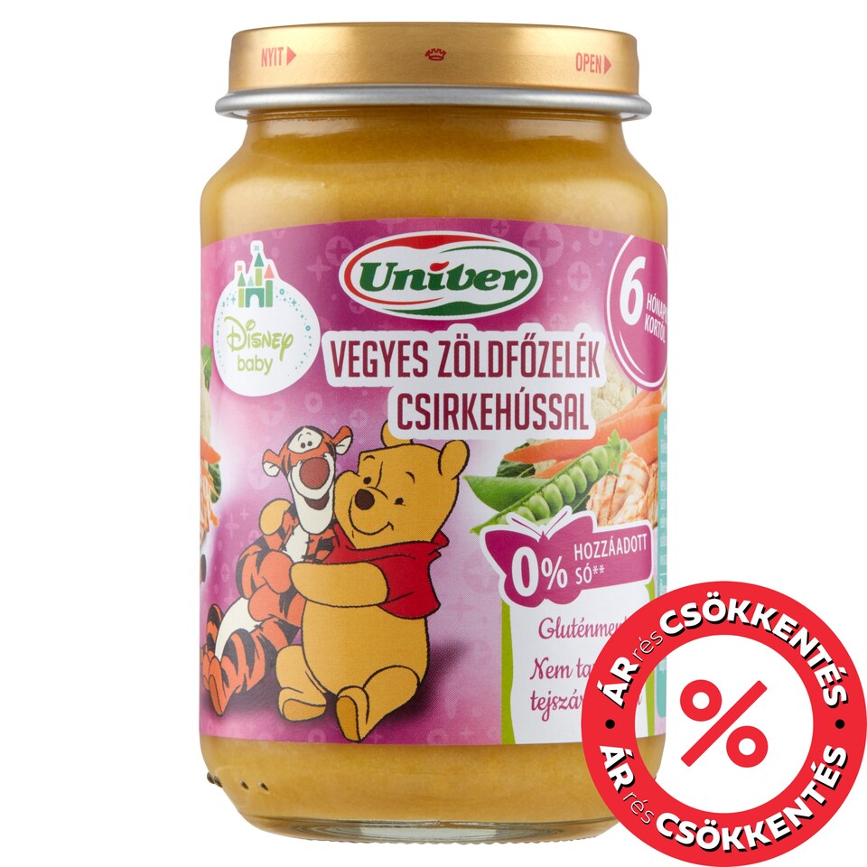 Univer vegyes zöldfőzelék csirkehússal bébiétel 6 hónapos kortól 163 g