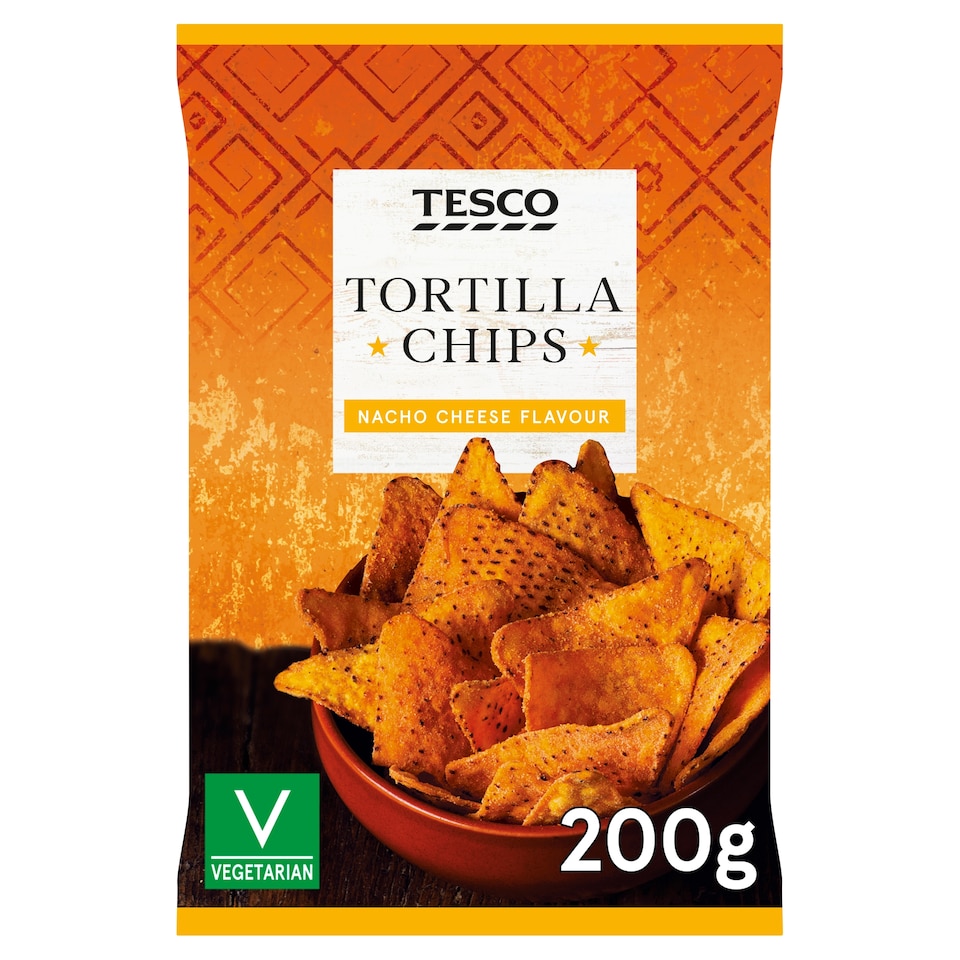 Tesco Tortilla Chips - Nacho Cheese Flavour 200g