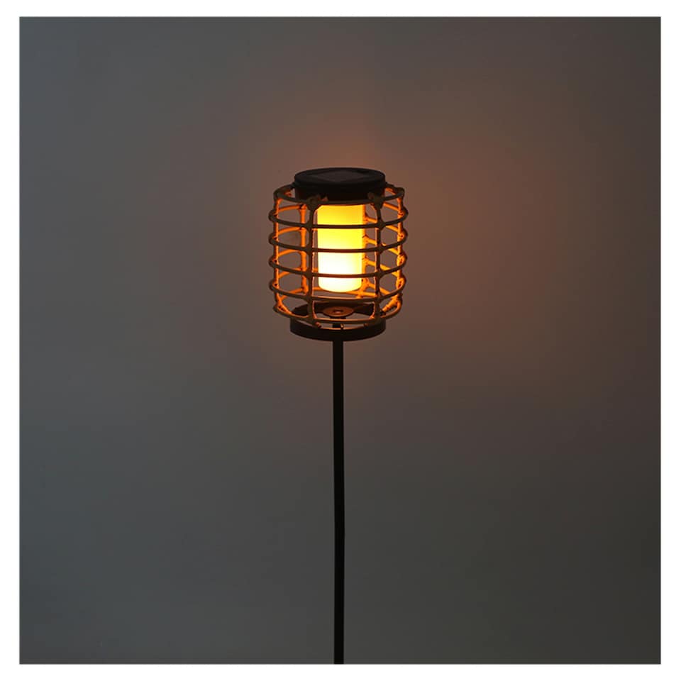 image 1 of Tesco Rattan Flame Effect Stake Light