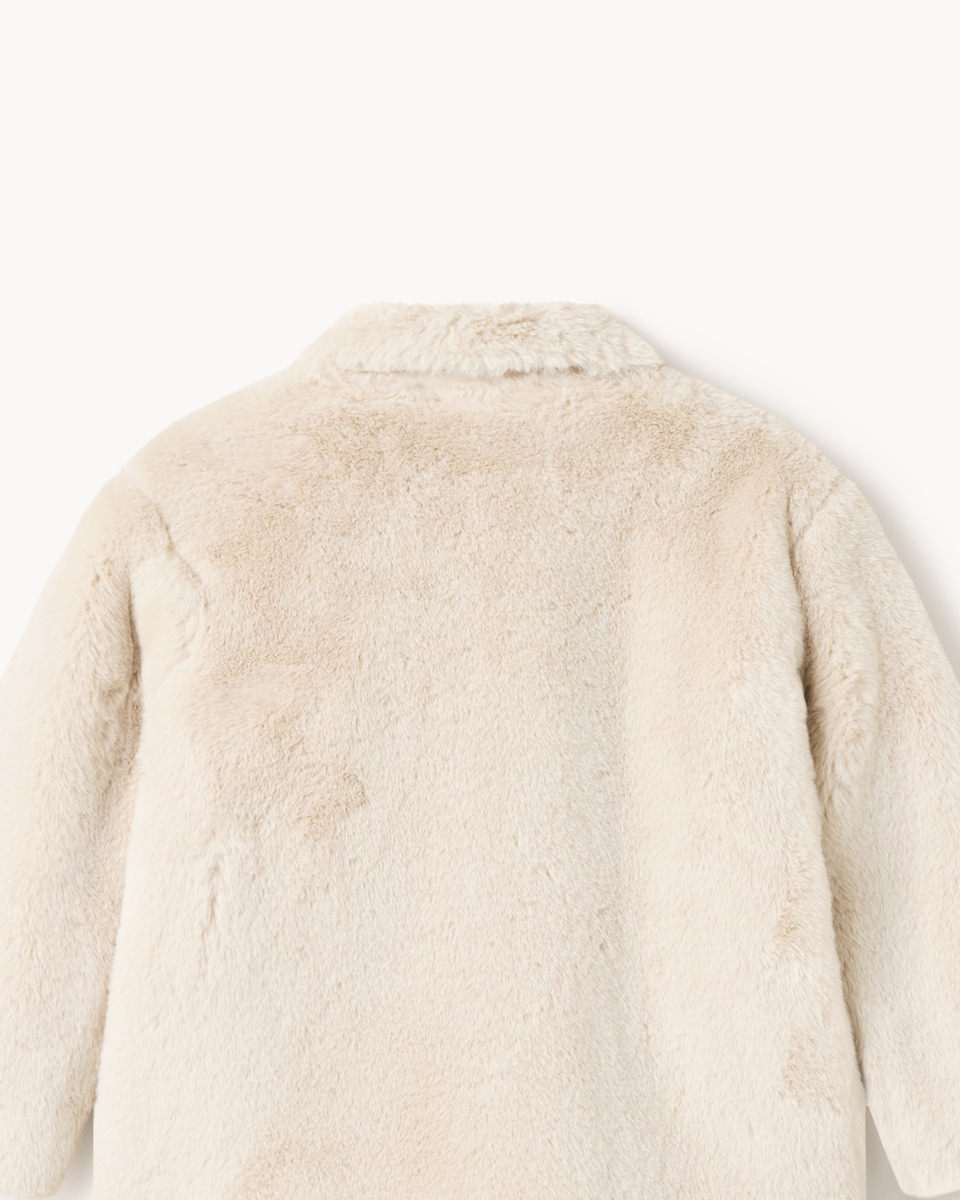 image 1 of F&F Girls Faux Fur Coat in Neutral