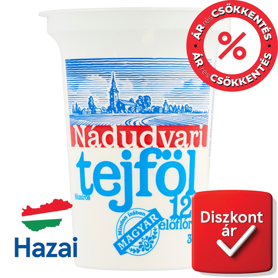 image 1 of Nádudvari Semi-Fat Sour Cream with Live Cultures 12% 330 g