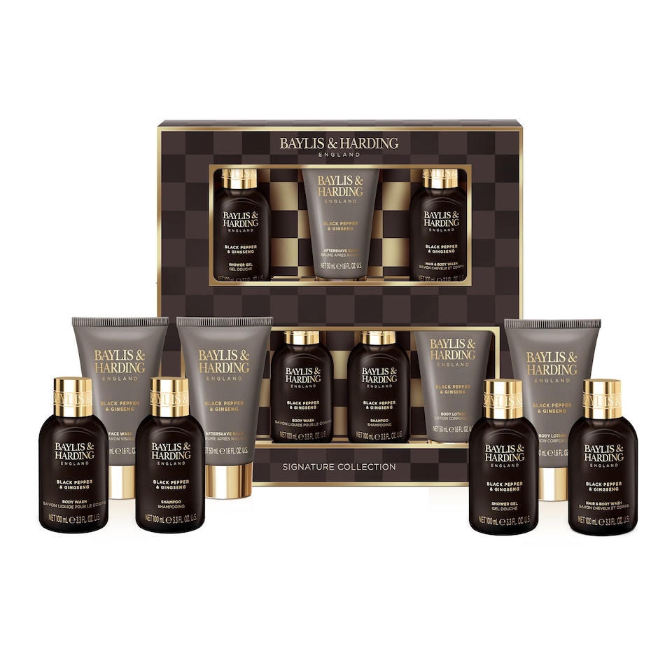 image 1 of Baylis & Harding Black Pepper & Ginseng Men's Bathing 7 Piece Set