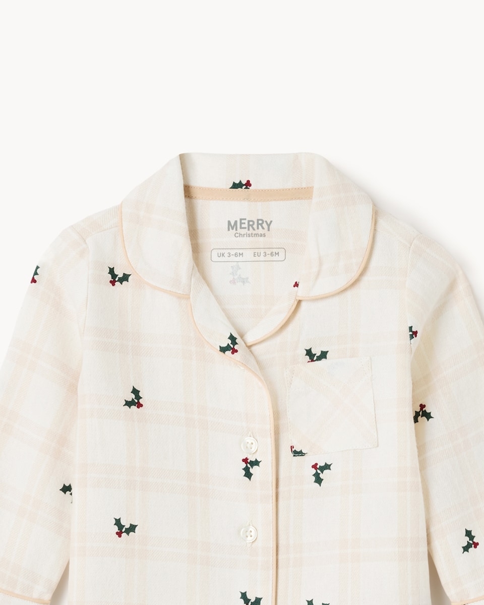 image 1 of Christmas Baby Cotton Rich Checked Holly Revere Matching Family Pyjama Set in Neutral