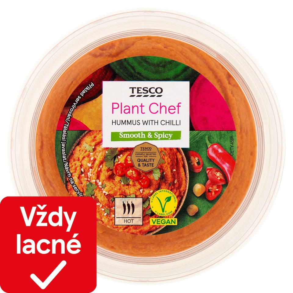 Tesco Plant Chef Cícerovo-sezamová nátierka s marinovanou červenou paprikou a čili paprikou 200 g