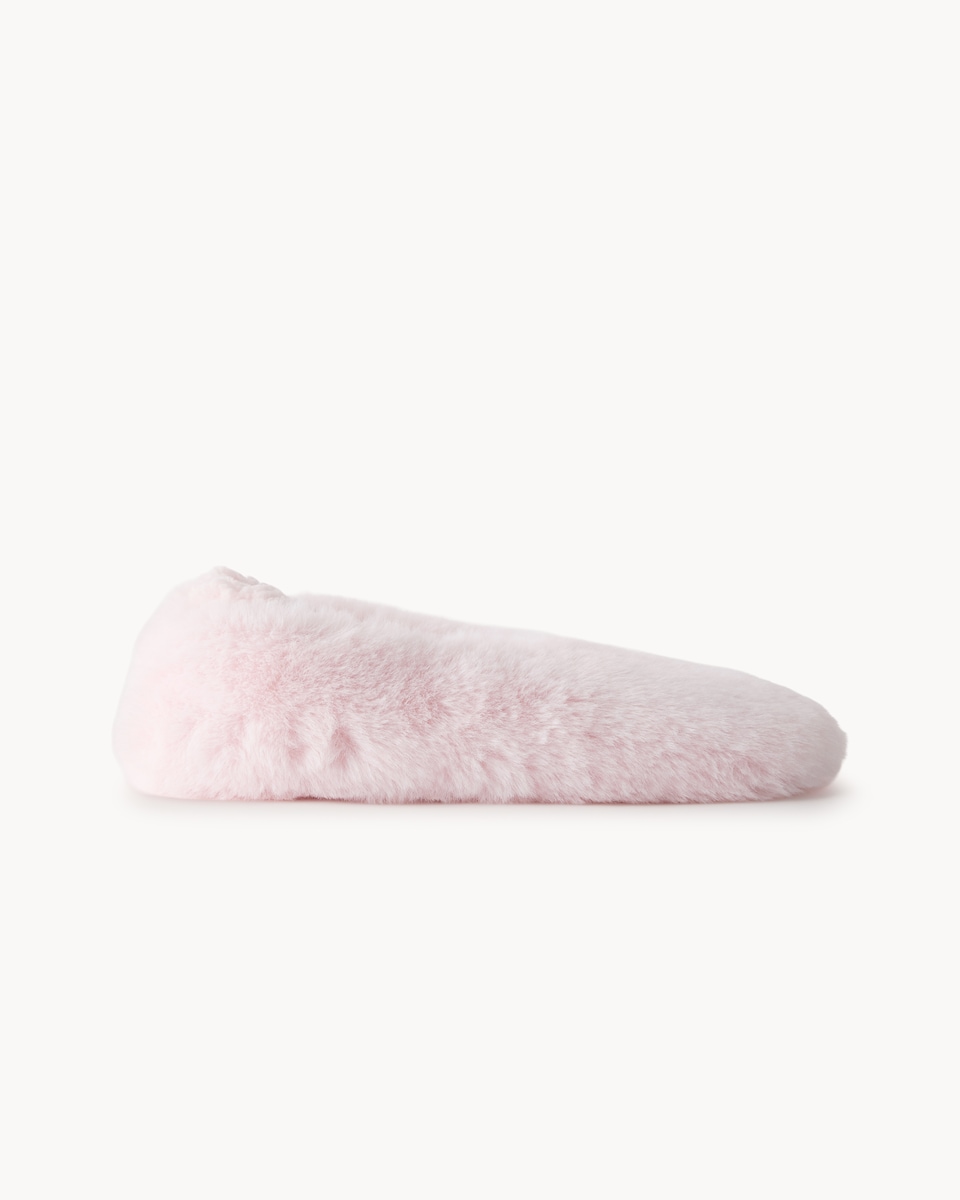 image 1 of F&F Faux Fur Fleece Lined Slipper Socks in Pink