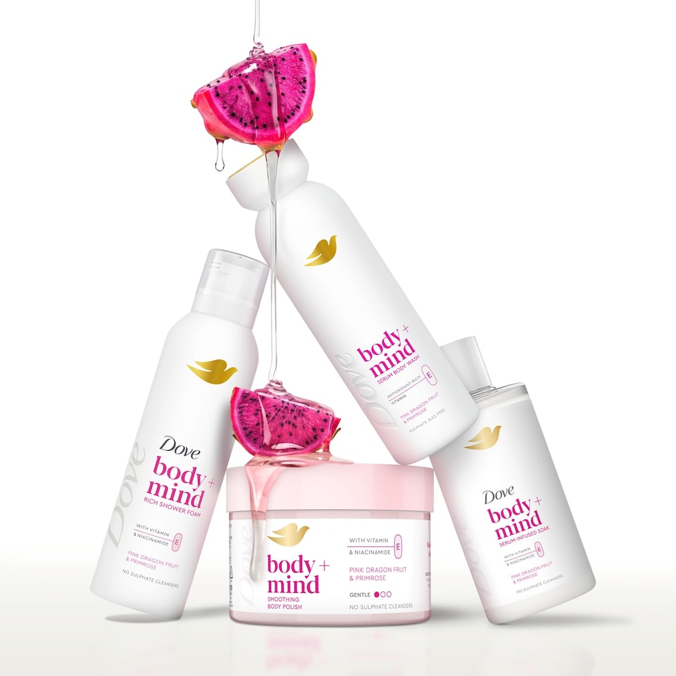 image 1 of Dove Body + Mind Dragonfruit & Primrose Bodywash Serum 350ml