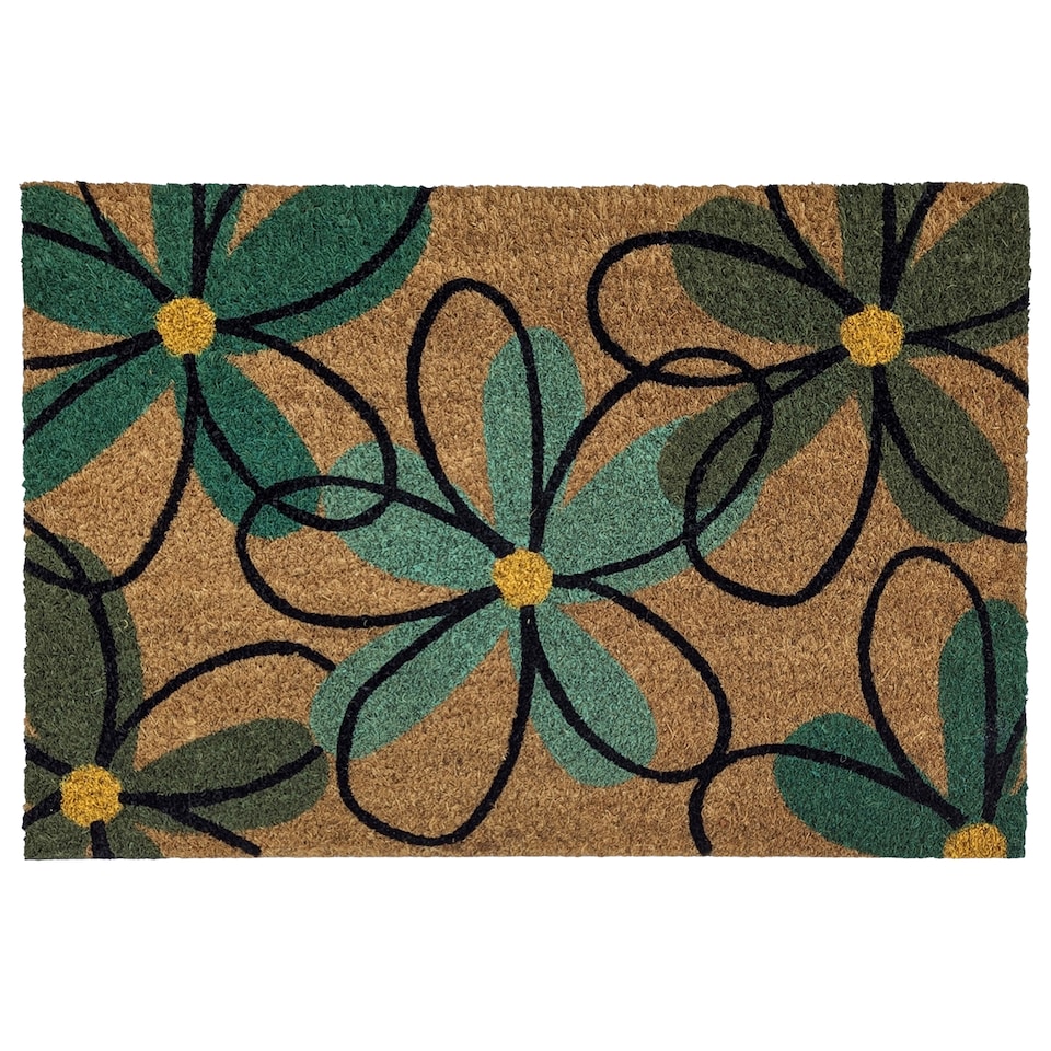 Mighty Mat Green Flowers Coir Mat 40x60cm