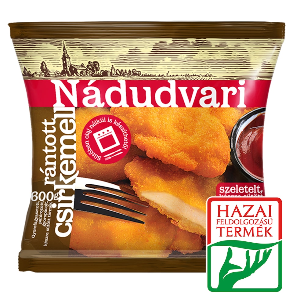 Nádudvari gyorsfagyasztott szeletelt, készre sütött rántott csirkemell 600 g