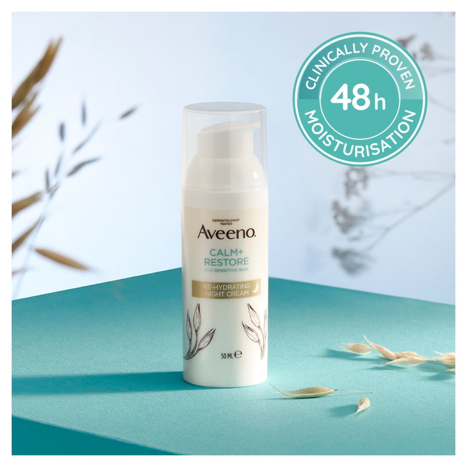 image 1 of Aveeno Face CALM & RESTORE Night Face Cream Moisturiser 50ml