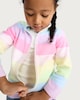image 1 of F&F Girls Fleece Rainbow Stripe Print Zip Up Jacket in Multi