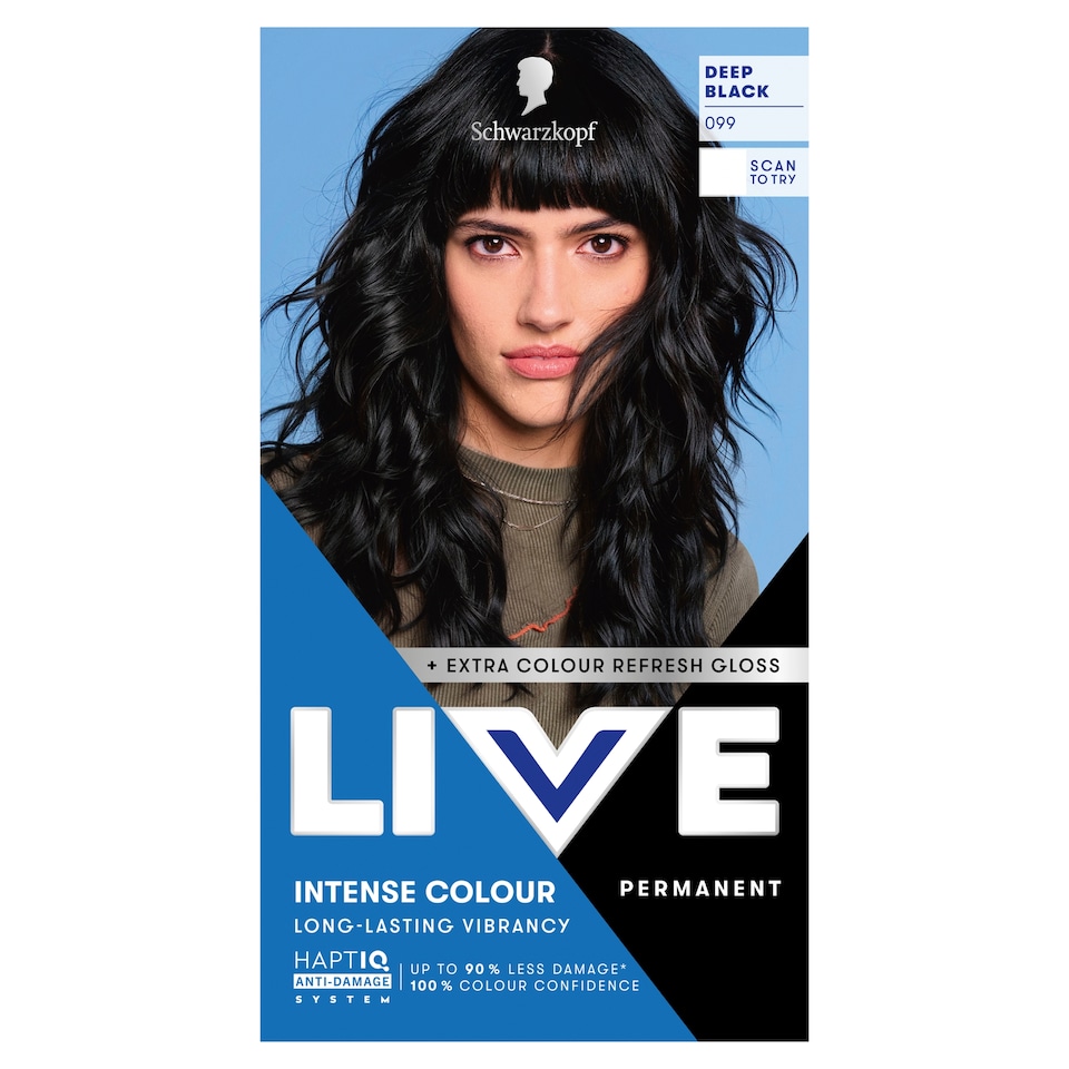 image 1 of Schwarzkopf LIVE Intense Colour 099 Deep Black Permanent Hair Dye