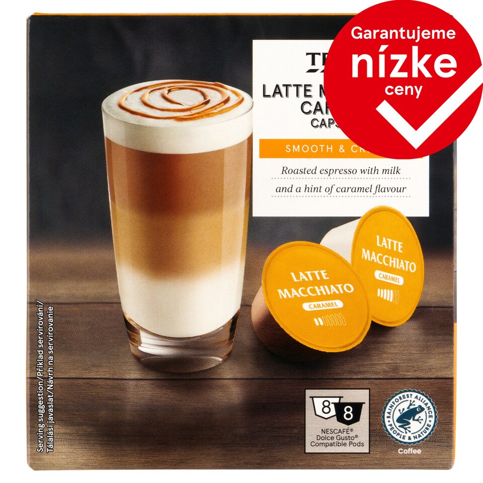Tesco Latte Macchiato Caramel Capsules 8 x 5 g + 8 x 13.2 g (145.6 g)