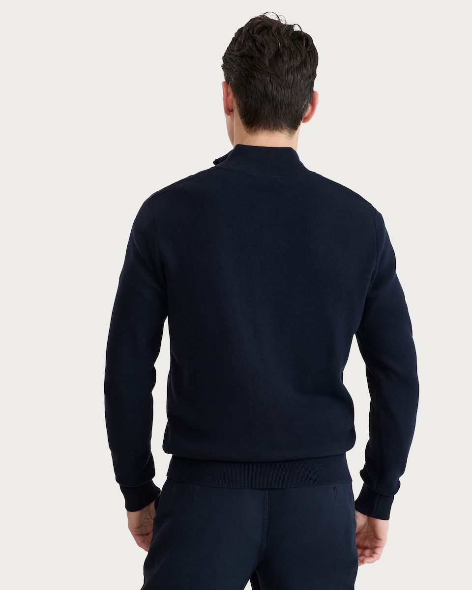image 1 of F&F Pure Cotton Knitted Half Zip Jumper in Navy
