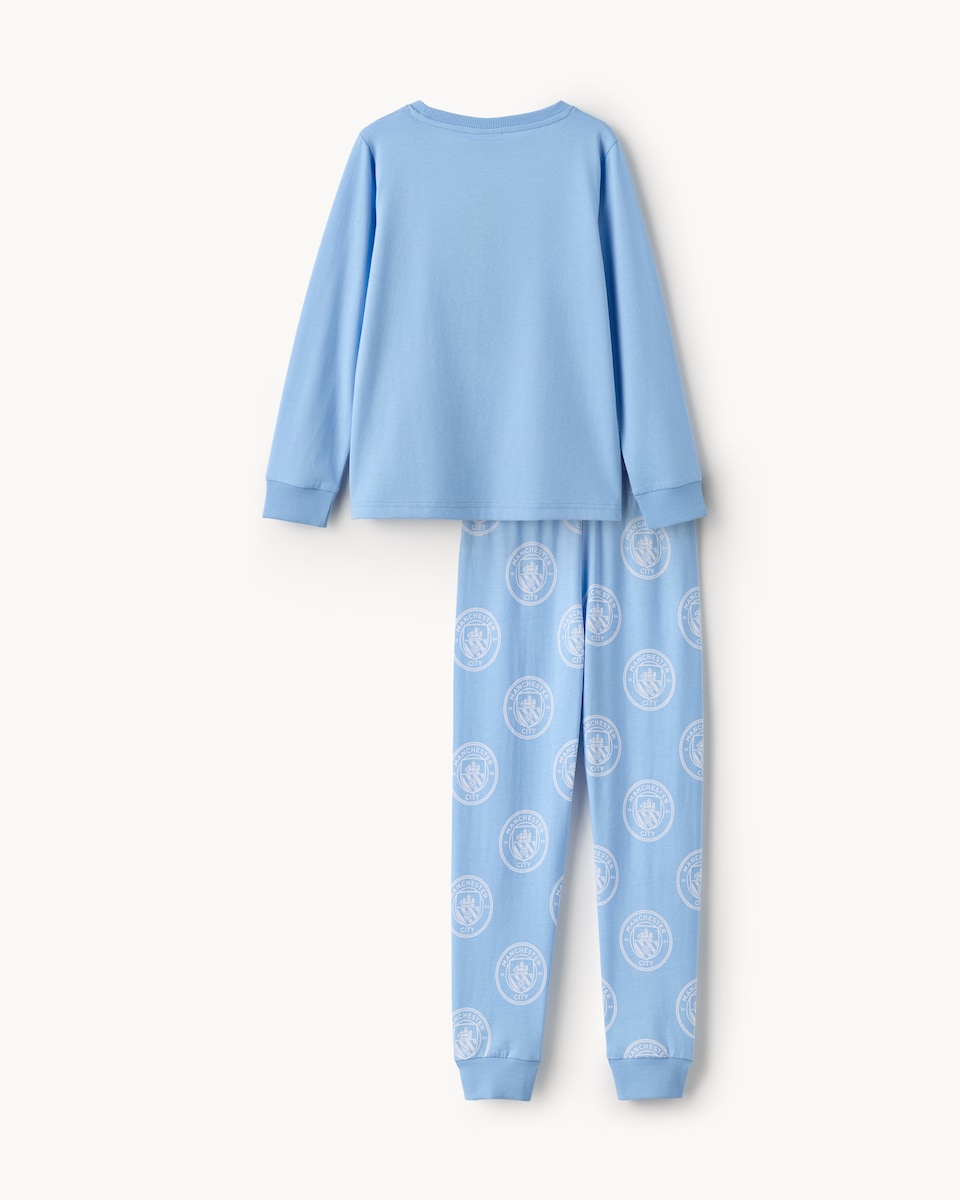 image 1 of Manchester City Pure Cotton Pyjama Set in Blue