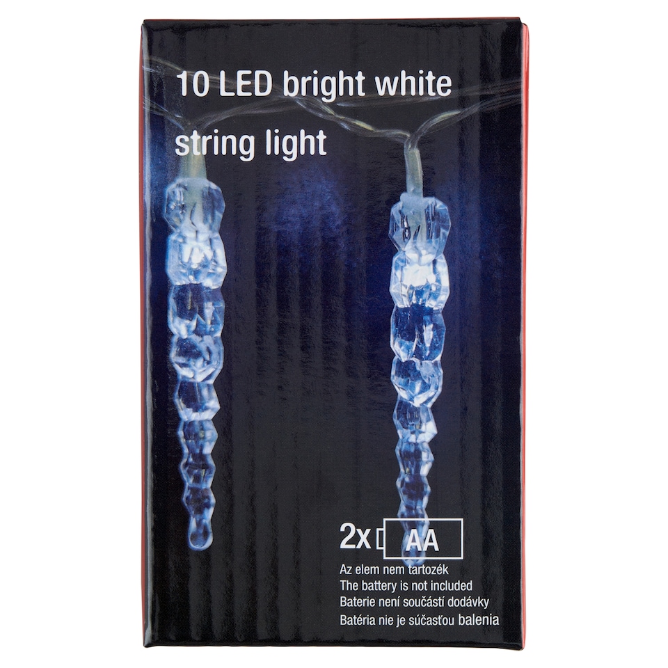 Snow Meister SM2576 svetelná reťaz na cencúle s 10 LED batériou - žiarivo biela