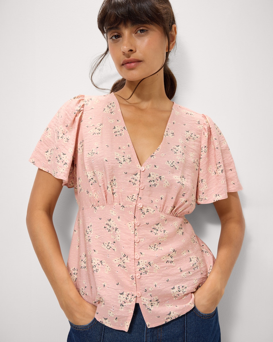 image 1 of F&F Ditsy Floral Blouse in Multi Pink