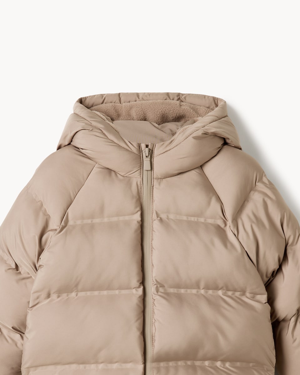 image 1 of F&F Boys Shower Resistant Hooded Padded Coat in Stone